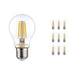 Multipack 10x Noxion Lucent LED E27 Birne Fadenlampe Klar 8.5W 1055lm - 827 Extra Warmweiß - Ersatz für 75W