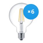 Multipack 6x Philips Corepro LED Globe E27 Fadenlampe Klar 95mm 7W 806lm - 827 Extra Warmweiß | Ersatz Für 60W