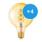 Multipack 4x Osram Vintage 1906 LED E27 Globe Fadenlampe Gold 125mm 5W 250lm - 820 Extra Warmweiß | Ersatz für 25W