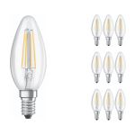 Multipack 10x Ledvance Classic LED E14 Kerze Fadenlampe Klar 4W 470lm - 827 Extra Warmweiß | Ersatz für 40W