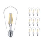 Multipack 10x Philips Corepro LED Glühbirne E27 Edison Fadenlampe Klar 7W 806lm - 827 Extra Warmweiß | Ersatz für 60W