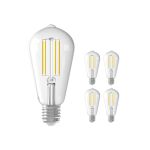 Multipack 5x Calex Smart Tuya Wifi E27 Edison Fadenlampe 7W 806lm - 818-830 Abstimmbares Weiß | Dimmbar - Ersatz für 60W