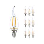 Multipack 10x Noxion Lucent LED E14 Gebogene Spitze Kerze Fadenlampe Klar 2.5W 250lm - 827 Extra Warmweiß | Ersatz für 25W