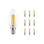 Multipack 10x Noxion Lucent LED E14 Kerze Fadenlampe Klar 4.5W 470lm - 827 Extra Warmweiß | Ersatz für 40W