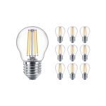 Multipack 10x Philips Master Value LED Lustre E27 Kugel Fadenlampe Klar 3.4W 470lm - 927 Extra Warmweiß | Höchste Farbwiedergabe - Dimmbar - Ersatz für 40W