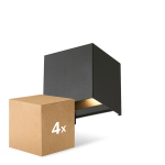 Multipack 4x D'Lite Wandleuchte Elingen Aluminium Schwarz Up & Down 4.9W 480lm - 830 Warmweiß | IP65