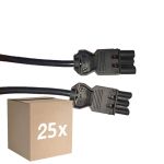 Multipack 25x Noxion GST - Kompatibel Verlängerungskabel Schwarz - Männlich + Weiblich - 3m - 3 pole 1,5mm2