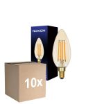 Multipack 10x Noxion Lucent LED E14 Kerze Fadenlampe Messing B35 4.5W 400lm - 822 Extra Warmweiß | Dimmbar - Ersatz Für 35W