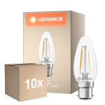 Multipack 10x Ledvance Classic LED B22 Kerze Fadenlampe Klar 1.8W 250lm - 827 Extra Warmweiß | Ersatz Für 25W