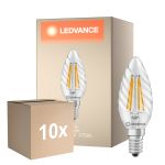 Multipack 10x Ledvance Classic LED E14 TWisted Kerze Fadenlampe Klar 3.4W 470lm - 827 Extra Warmweiß | Ersatz Für 40W