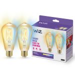 Doppelpack 2x WiZ Smart LED E27 Edison Fadenlampe Gold 7W 640lm | Höchste Farbwiedergabe - Dimmbar - Ersatz Für 50W