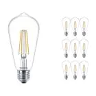 Multipack 10x Philips Corepro LED Glühbirne E27 Edison Fadenlampe Klar 7W 806lm - 827 Extra Warmweiß | Ersatz für 60W