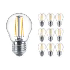 Multipack 10x Philips Corepro LED Lustre E27 Kugel Fadenlampe Klar 4.3W 470lm - 827 Extra Warmweiß | Ersatz für 40W