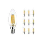Multipack 10x Noxion Lucent LED E14 Kerze Fadenlampe Klar 4.5W 470lm - 827 Extra Warmweiß | Ersatz für 40W