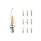 Multipack 10x Noxion Lucent LED E14 Gebogene Spitze Kerze Fadenlampe Klar 4.5W 470lm - 827 Extra Warmweiß | Dimmbar - Ersatz für 40W