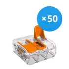 Multipack 50x Wago 221-413 Klemmleiste Verbinder| 3 Draht Verbindung