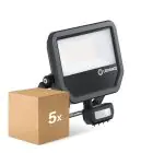 Multipack 5x Ledvance Led-Scheinwerfer Aluminium Schwarz 41W 6000lm 100D - 840 Kaltweiß | IP65 - Bewegungs- Und Lichtsensor - Symmetrisch