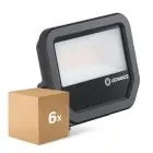 Multipack 6x Ledvance Led-Scheinwerfer Aluminium Schwarz 17W 2200lm 100D - 830 Warmweiß | IP66 - Symmetrisch