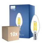 Multipack 10x Philips MASTER LED E14 Kerze Fadenlampe Klar 3.4W 470lm - 922-927 Dim To Warm | Höchste Farbwiedergabe - Dimmbar - Ersatz Für 40W