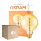 Multipack 4x Osram Vintage 1906 LED E27 Globe Fadenlampe Goud 125mm 4W 300lm - 820 Zeer Warm Wit | Dimbaar - Vervangt 28W
