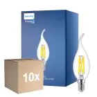 Multipack 10x Philips MASTER LED E14 Gebogen-tip Kerze Fadenlampe Klar 3.4W 470lm - 922-927 Dim To Warm | Höchste Farbwiedergabe - Dimmbar - Ersatz Für 40W