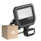 Multipack 4x Ledvance Led-Scheinwerfer Aluminium Schwarz 17W 2200lm 100D - 830 Warmweiß | IP65 - Bewegungs- Und Lichtsensor - Symmetrisch