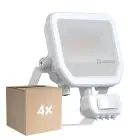Multipack 4x Ledvance Led-Scheinwerfer Aluminium Weiß 17W 2200lm 100D - 830 Warmweiß | IP65 - Bewegungs- Und Lichtsensor - Symmetrisch