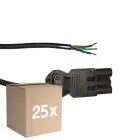Multipack 25x Noxion GST - Kompatibel Versorgungskabel Schwarz - Männlich + Offene Enden - 3m - 3 pole 0,75mm2