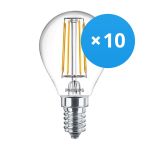 Multipack 10x Philips Corepro LED Lustre E14 Boule Filament Claire 4.3W 470lm - 827 Blanc Très Chaud | Équivalent 40W