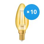 Multipack 10x Ledvance Vintage 1906 LED E14 Bougie Dorée 1.5W 120lm - 824 Blanc Très Chaud | Équivalent 15W