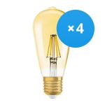 Multipack 4x Ledvance Vintage 1906 LED E27 Poire Claire 6.5W 725lm - 824 Blanc Très Chaud | Dimmable - Équivalent 55W