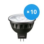Multipack 10x Philips Master LED Spot GU5.3 MR16 7.5W 500lm 24D - 930 Blanc Chaud | Meilleur rendu des couleurs - Dimmable - Équivalent 50W