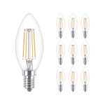 Multipack 10x Philips Corepro LED Bougie E14 Filament Claire 4.3W 470lm - 827 Blanc Très Chaud | Équivalent 40W