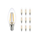 Multipack 10x Noxion Lucent LED E14 Bougie Filament Claire 2.5W 250lm - 827 Blanc Très Chaud | Dimmable - Équivalent 25W