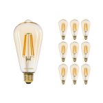 Multipack 10x Noxion Lucent LED E27 Edison Filament Ambre 7.2W 630lm -  822 Blanc Très Chaud | Dimmable - Équivalent 50W
