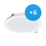Multipack 6x Philips Downlight LED DN065B Métal Blanc 19W 2000lm 110D - 830 Blanc Chaud | 225mm - Diamètre 200mm - IP20