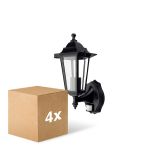 Multipack 4x D'Lite Applique Murale Helora Noir | IP44 - Convient pour 1x E27 - Détecteur De Mouvement