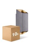 Multipack 10x Nordlux Nico Applique Murale Aluminium Anthracite Up & Down | IP54 - Convient pour 2x GU10