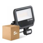 Multipack 5x Ledvance Projecteur LED Aluminium Noir 41W 6000lm 100D - 840 Blanc Froid | IP65 - Détecteur De Mouvement Et De Lumière - Symétrique