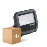 Multipack 4x Ledvance Projecteur LED Aluminium Noir 8W 1100lm 100D - 830 Blanc Chaud | IP66 - Symétrique