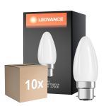 Multipack 10x Ledvance Classic Performance LED Ampoule B22d Bougie Filament Dépolie 4.8W 470lm - 827 Blanc Très Chaud | Dimmable - Équivalent 40W