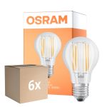 Multipack 6x Osram LED Superstar E27 Poire Filament Claire 7.5W 1055lm - 940 Blanc Froid | Meilleur Rendu Des Couleurs - Dimmable - Équivalent 75W