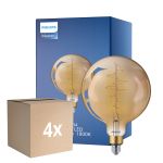 Multipack 4x Philips Classic LED Globe E27 200mm Filament Dorée 7W 470lm - 818 Blanc Très Chaud | Dimmable - Équivalent 40W