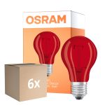 Multipack 6x Osram LED Star Classic Decor E27 Poire Filament Dépolie 2.5W 45lm - Rouge | Équivalent 7W