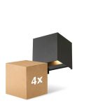 Multipack 4x D'Lite Applique Murale Elingen Aluminium Noir Up & Down 4.9W 480lm - 830 Blanc Chaud | IP65 - Détecteur De Lumière