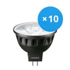 Multipack 10x Philips Master LED Spot GU5.3 MR16 7.5W 500lm 24D - 930 Blanc Chaud | Meilleur rendu des couleurs - Dimmable - Équivalent 50W