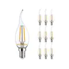 Multipack 10x Noxion Lucent LED E14 Flamme Bougie Filament Claire 2.5W 250lm - 827 Blanc Très Chaud | Équivalent 25W