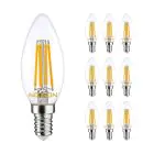 Multipack 10x Noxion Lucent LED E14 Bougie Filament Claire 4.5W 470lm - 827 Blanc Très Chaud | Dimmable - Équivalent 40W