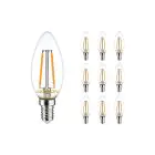 Multipack 10x Noxion Lucent LED E14 Bougie Filament Claire 2.5W 250lm - 827 Blanc Très Chaud | Dimmable - Équivalent 25W