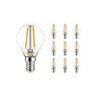 Multipack 10x Noxion Lucent Lustre LED E14 Boule Filament Claire 2.5W 250lm – Dimmable - Équivalent 25W